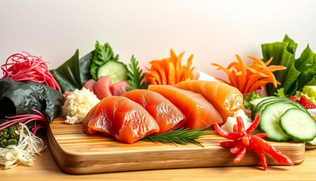 fresh ingredients for sushi